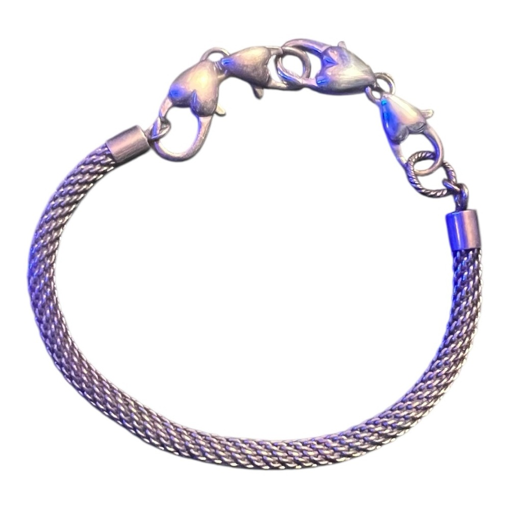 ✨ Brighton Silver-Tone Woven Mesh Charm Bracelet w/ Heart Clasp